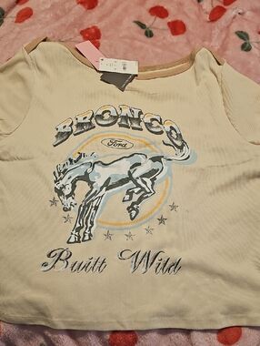 Ford Short-Sleeve Tee - Cream with Blue & Yellow Graphic